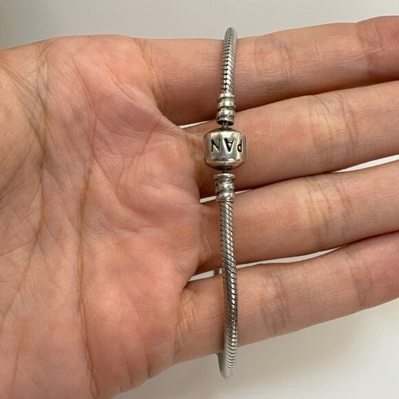 Pandora ALE Sterling Silver 925 Slide Charm Bracelet Snap clasp 9" Length - Picture 9 of 11